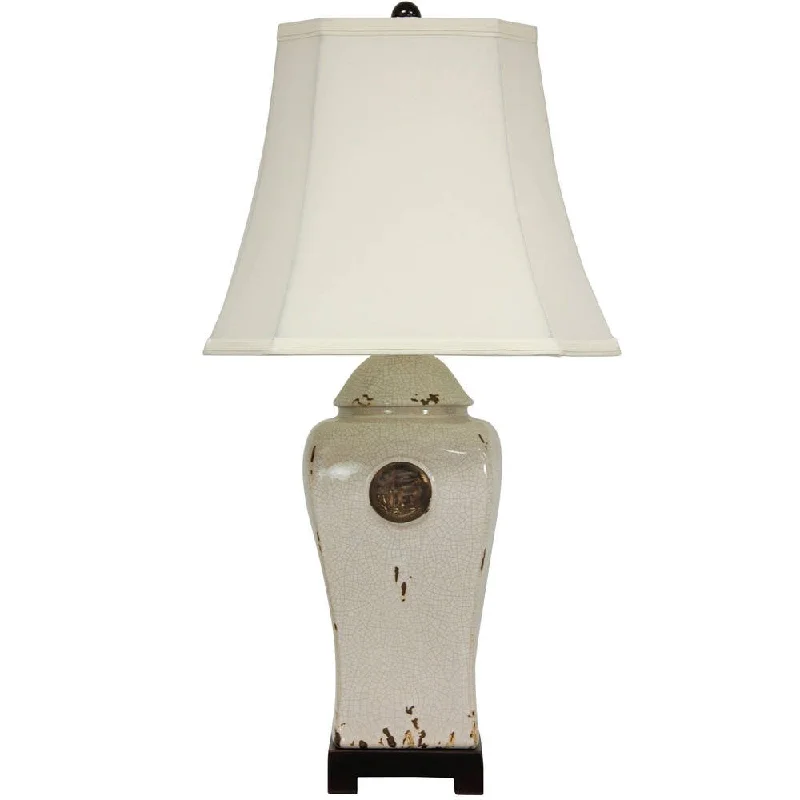 Metal Floor Lamp with a Matte Black Finish for a Sleek LookCrackle Ivory Glaze Medallion Porcelain Vase Lamp (China) Metal Floor Lamp with a Matte Black Finish for a Sleek LookCrackle Ivory Glaze Medallion Porcelain Vase Lamp (China)