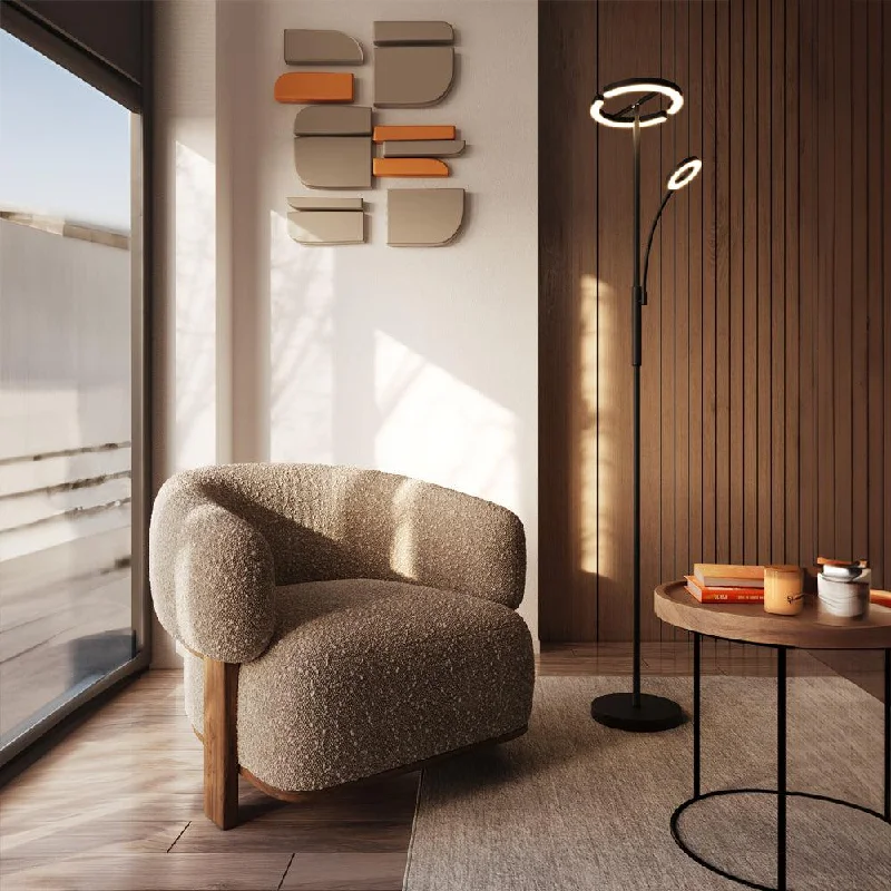 Glass Floor Lamp with Frosted Shades for Soft Diffused LightCyclops Mother and Child LED Floor Lamp in Black Glass Floor Lamp with Frosted Shades for Soft Diffused LightCyclops Mother and Child LED Floor Lamp in Black
