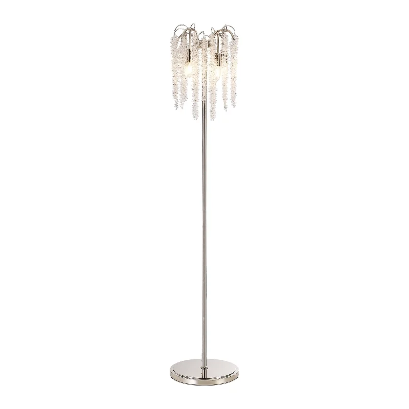 Marble Base Floor Lamp for a Touch of LuxuryDiyas IL32905 Wisteria Floor Lamp 4 Light E14 Polished Nickel / Crystal Marble Base Floor Lamp for a Touch of LuxuryDiyas IL32905 Wisteria Floor Lamp 4 Light E14 Polished Nickel / Crystal