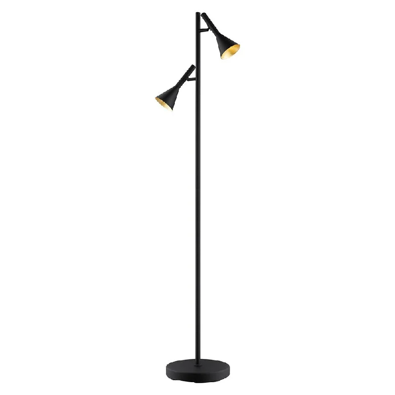 USB Charging Port Floor Lamp for Convenient Device ChargingEglo Cortaderas 2-Light Black Floor Lamp with Black Exterior, Gold Interior USB Charging Port Floor Lamp for Convenient Device ChargingEglo Cortaderas 2-Light Black Floor Lamp with Black Exterior, Gold Interior