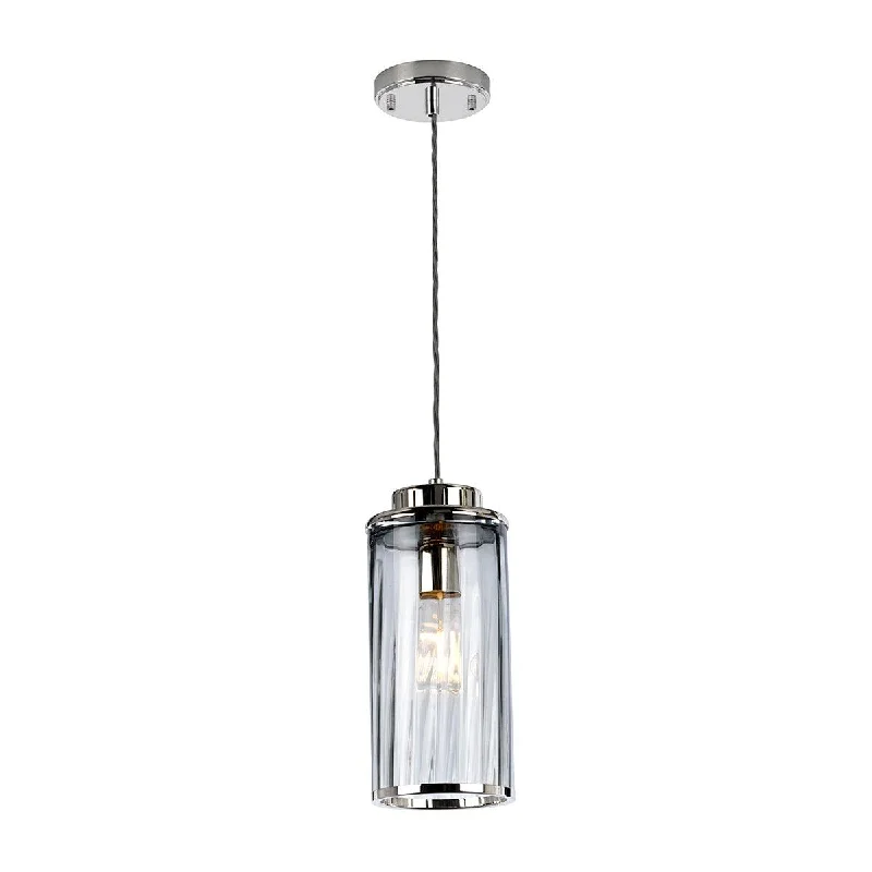 Modern Minimalist Floor Lamp for Contemporary Living RoomsElstead Reno 1 Light Nickel Pendant - Mouth Blown Glass
