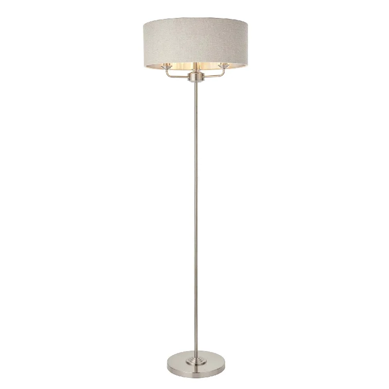 Metal Floor Lamp with a Matte Black Finish for a Sleek LookEndon 94359 Highclere 3 Light Floor Lamp Chrome Linen Metal Floor Lamp with a Matte Black Finish for a Sleek LookEndon 94359 Highclere 3 Light Floor Lamp Chrome Linen
