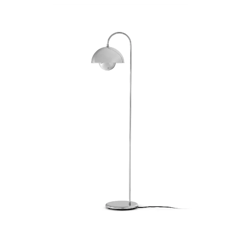 Fabric Floor Lamp with a Linen Shade for a Relaxed AestheticFlowerpot VP12 Floor Lamp - Chrome Plated Fabric Floor Lamp with a Linen Shade for a Relaxed AestheticFlowerpot VP12 Floor Lamp - Chrome Plated