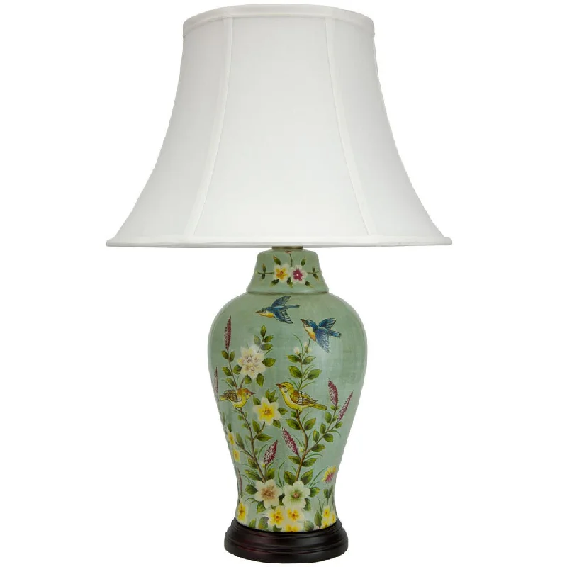 Marble Base Floor Lamp for a Touch of LuxuryHandmade Birds and Flowers 24-inch Porcelain Jar Lamp (China) Marble Base Floor Lamp for a Touch of LuxuryHandmade Birds and Flowers 24-inch Porcelain Jar Lamp (China)