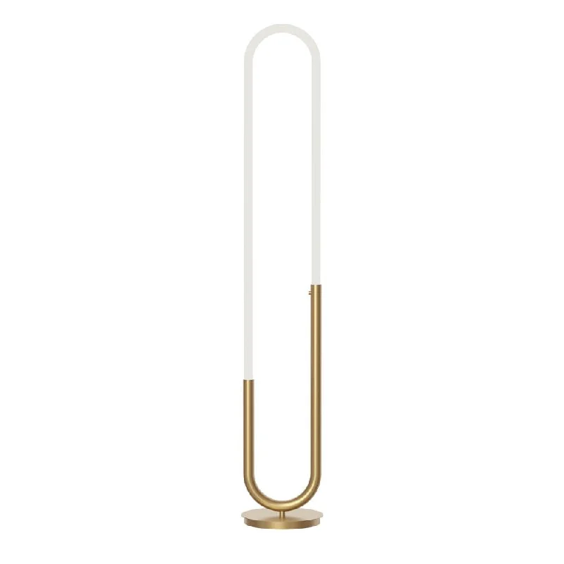 Glass Floor Lamp with Frosted Shades for Soft Diffused LightHuron Brushed Gold LED Floor Lamp Glass Floor Lamp with Frosted Shades for Soft Diffused LightHuron Brushed Gold LED Floor Lamp
