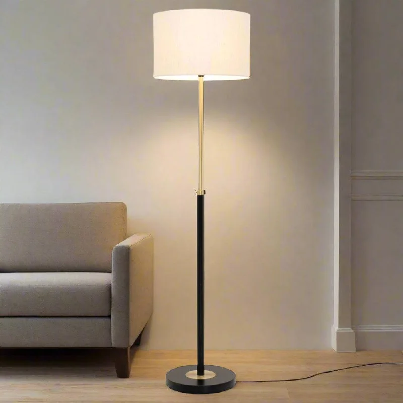 Modern Minimalist Floor Lamp for Contemporary Living RoomsBrushed Brass and Black Floor Lamp with Cream Linen Shade 1400mm High Modern Minimalist Floor Lamp for Contemporary Living RoomsBrushed Brass and Black Floor Lamp with Cream Linen Shade 1400mm High