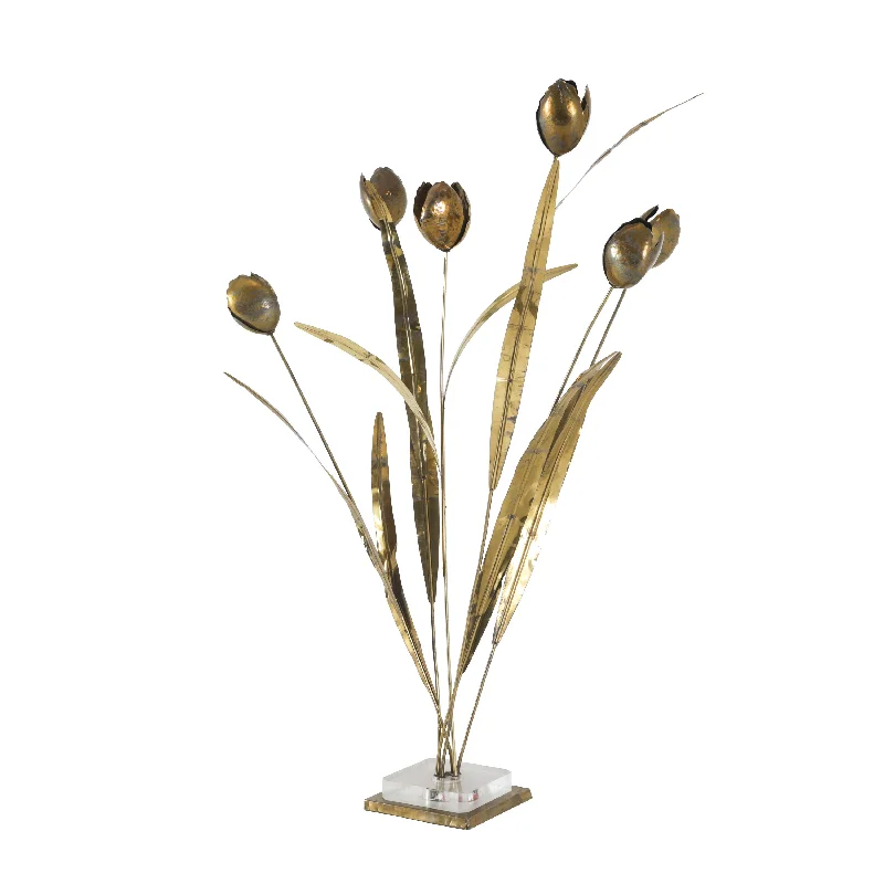 Dimmable Floor Lamp for Adjustable Lighting AmbianceTall Brass Flowers Floor Sculpture / Lamp - 2 of 2 Dimmable Floor Lamp for Adjustable Lighting AmbianceTall Brass Flowers Floor Sculpture / Lamp - 2 of 2
