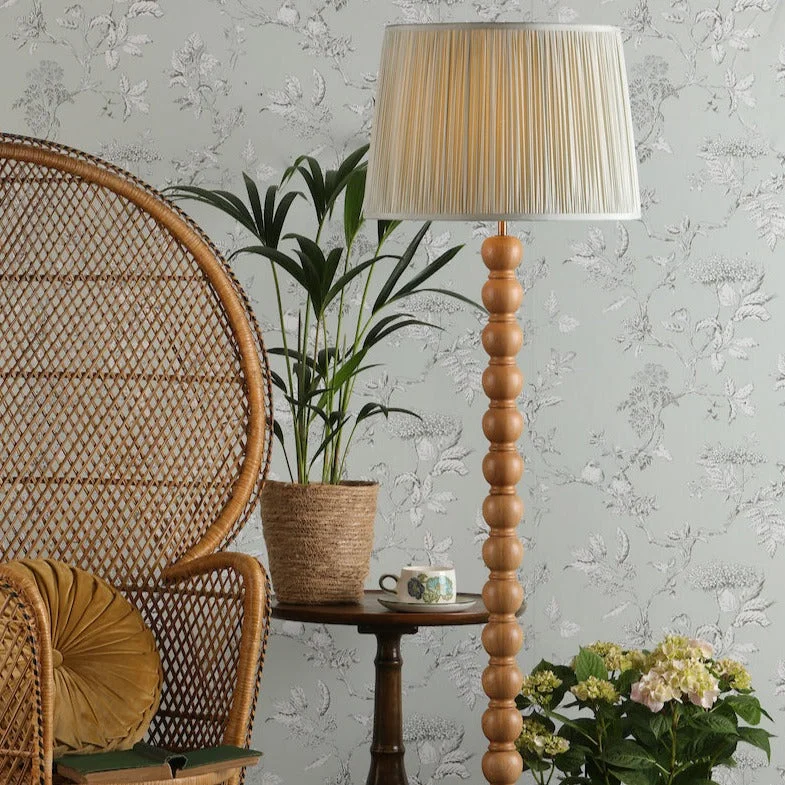 Fabric Floor Lamp with a Linen Shade for a Relaxed AestheticLaura Ashley Maria Floor Lamp Waxed Oak Wood Base Fabric Floor Lamp with a Linen Shade for a Relaxed AestheticLaura Ashley Maria Floor Lamp Waxed Oak Wood Base