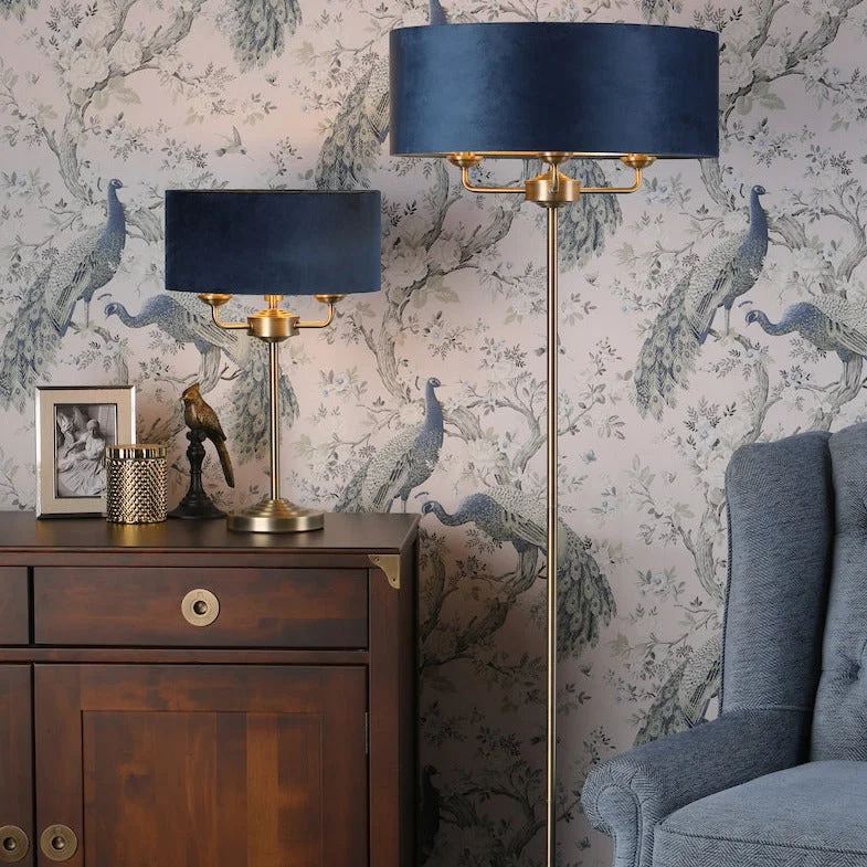 Marble Base Floor Lamp for a Touch of LuxuryLaura Ashley Sorrento Floor Lamp, Antique Brass & Blue Velvet Marble Base Floor Lamp for a Touch of LuxuryLaura Ashley Sorrento Floor Lamp, Antique Brass & Blue Velvet