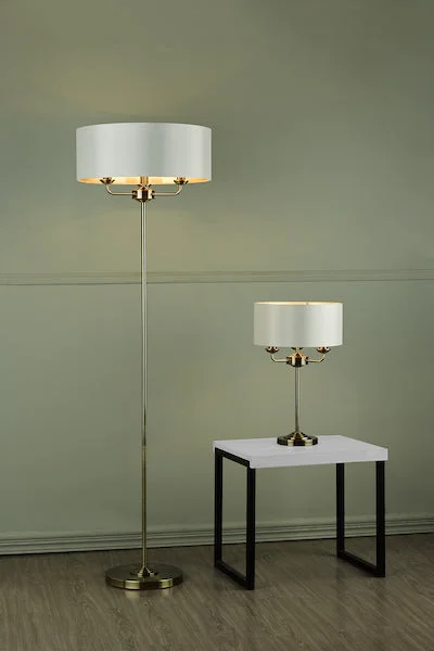 USB Charging Port Floor Lamp for Convenient Device ChargingLaura Ashley Sorrento Floor Lamp Antique Brass with Ivory Shade