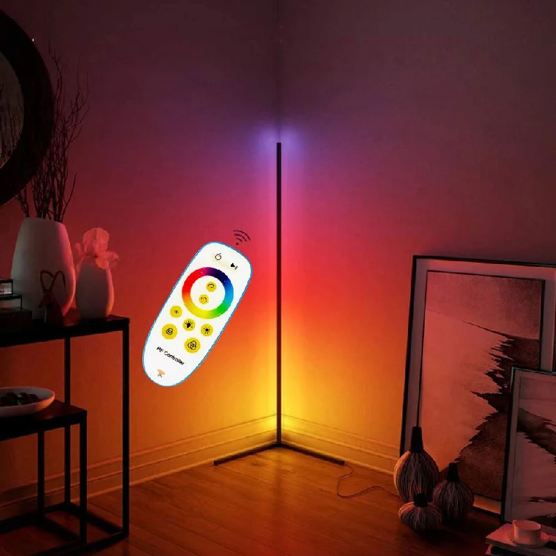 Industrial Style Floor Lamp with Exposed Bulbs for Loft ApartmentsLED RGBW Corner Floor Lamp with Remote Warm White and Colours Industrial Style Floor Lamp with Exposed Bulbs for Loft ApartmentsLED RGBW Corner Floor Lamp with Remote Warm White and Colours