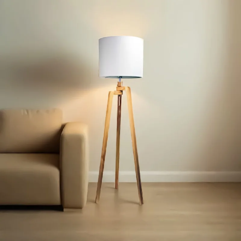 Smart Floor Lamp with Voice Control and Bluetooth ConnectivityLando Scandi Wooden Tripod Floor Lamp in White Smart Floor Lamp with Voice Control and Bluetooth ConnectivityLando Scandi Wooden Tripod Floor Lamp in White