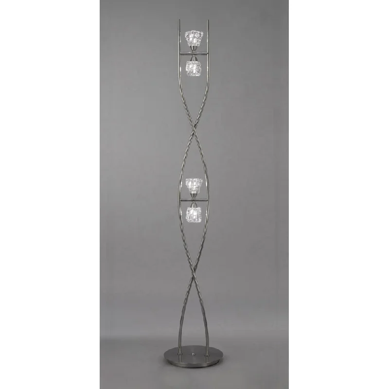 Glass Floor Lamp with Frosted Shades for Soft Diffused LightMantra M3758 Iku Floor Lamp 4 Light Satin Nickel Glass Floor Lamp with Frosted Shades for Soft Diffused LightMantra M3758 Iku Floor Lamp 4 Light Satin Nickel