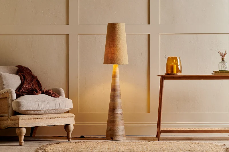 Smart Floor Lamp with Voice Control and Bluetooth ConnectivityNkuku Chameli Tapered Mango Wood Floor Lamp Smart Floor Lamp with Voice Control and Bluetooth ConnectivityNkuku Chameli Tapered Mango Wood Floor Lamp