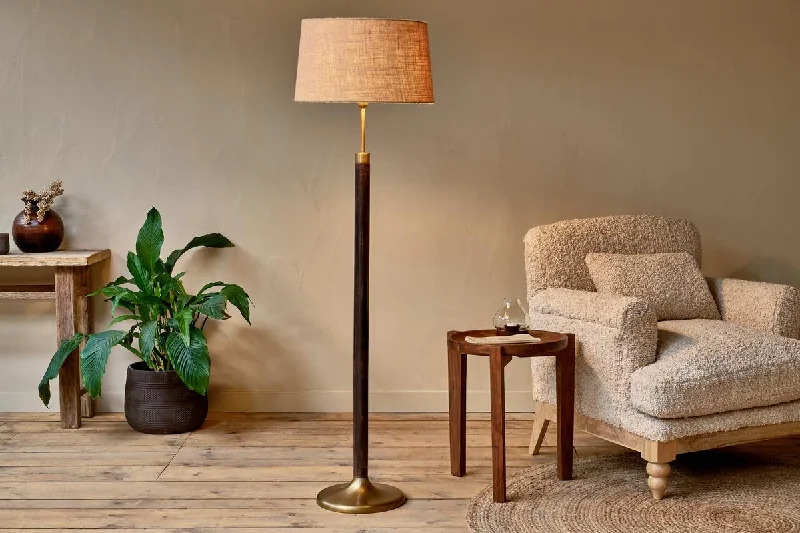 Rustic Farmhouse Style Floor Lamp for Cozy BedroomsNkuku Digha Wood & Metal Floor Lamp