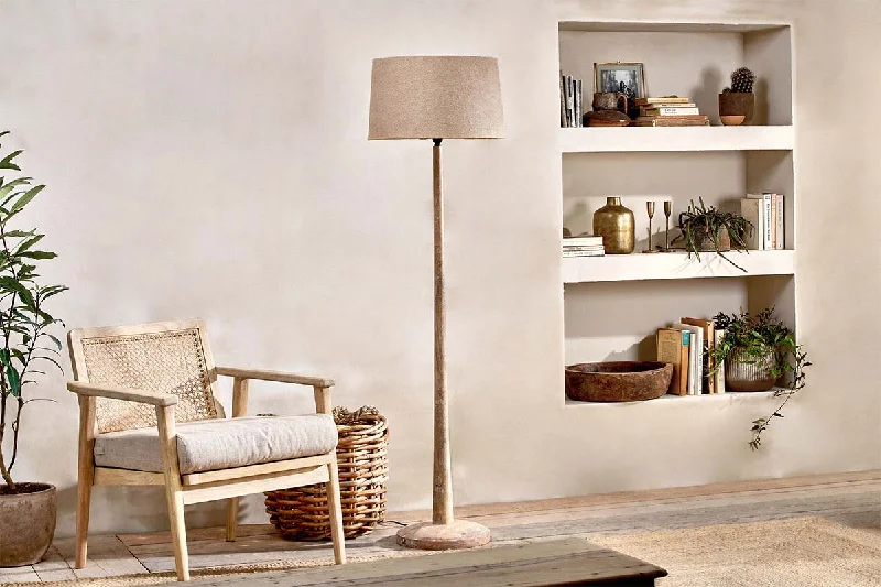 Marble Base Floor Lamp for a Touch of LuxuryNkuku Sahar Mango Natural Wood Floor Lamp