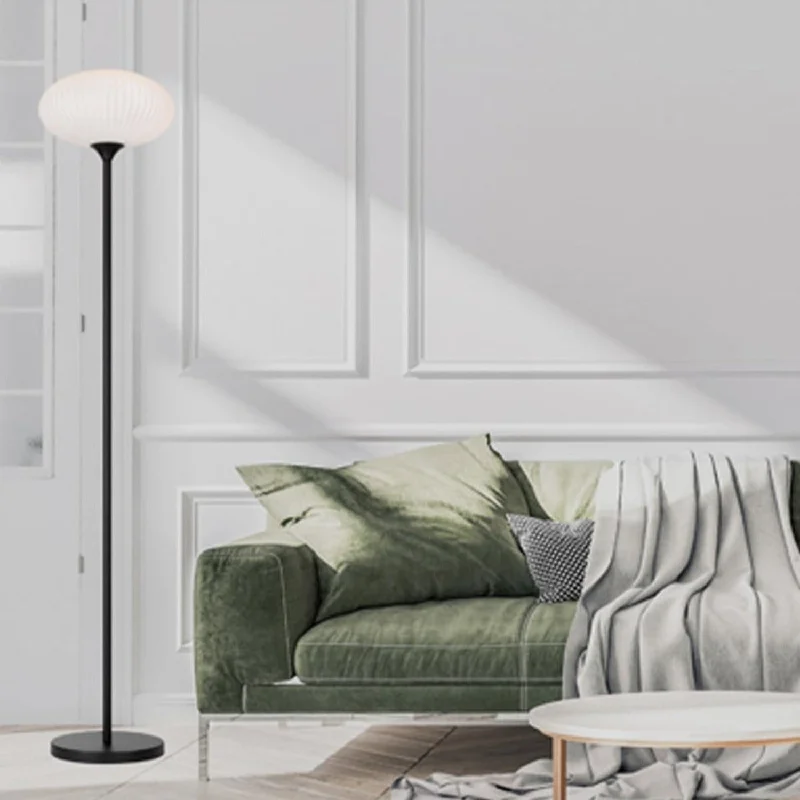 Wood Floor Lamp with Natural Grain for a Warm and Organic FeelNori Floor Lamp in Black/Opal Matt Wood Floor Lamp with Natural Grain for a Warm and Organic FeelNori Floor Lamp in Black/Opal Matt