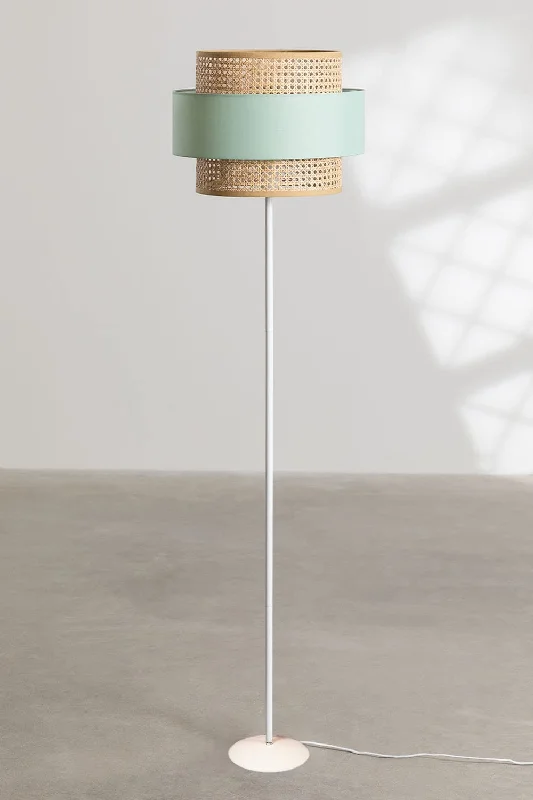 Glass Floor Lamp with Frosted Shades for Soft Diffused LightRattan Cane Webbing Floor Lamp | Bamboo Floor Lamp| Cane Floor Lamp - Aarti