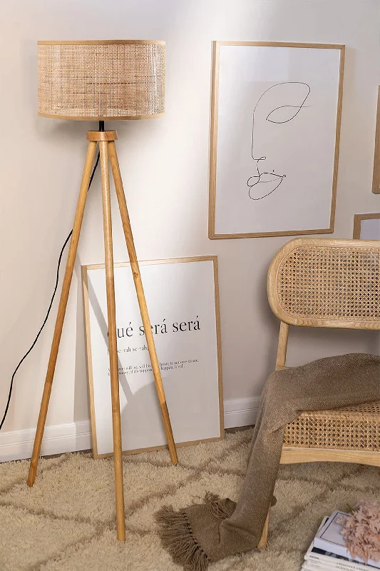 Rustic Farmhouse Style Floor Lamp for Cozy BedroomsRattan Cane Webbing Floor Lamp Bamboo Floor Lamp Cane Floor Lamp- Ammie