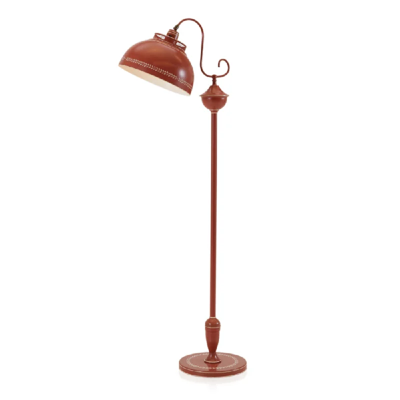 Rustic Farmhouse Style Floor Lamp for Cozy BedroomsRed Antique Scroll Neck Floor Lamp