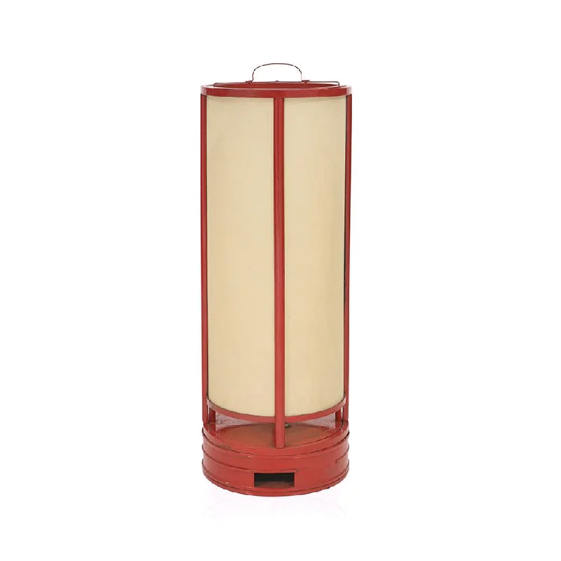 Fabric Floor Lamp with a Linen Shade for a Relaxed AestheticRed Metal Cylinder Floor Lamp