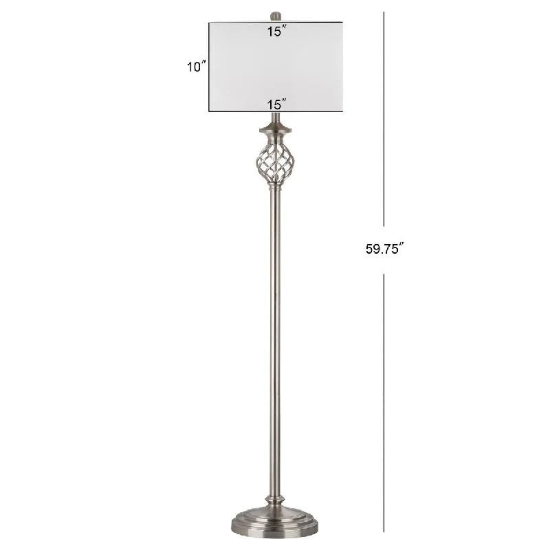 Adjustable Height Floor Lamp for Versatile Lighting NeedsSAFAVIEH Lighting Jenni 60-inch Nickel Floor Lamp - 15"x15"x59.75" - 15Wx15Dx60H
