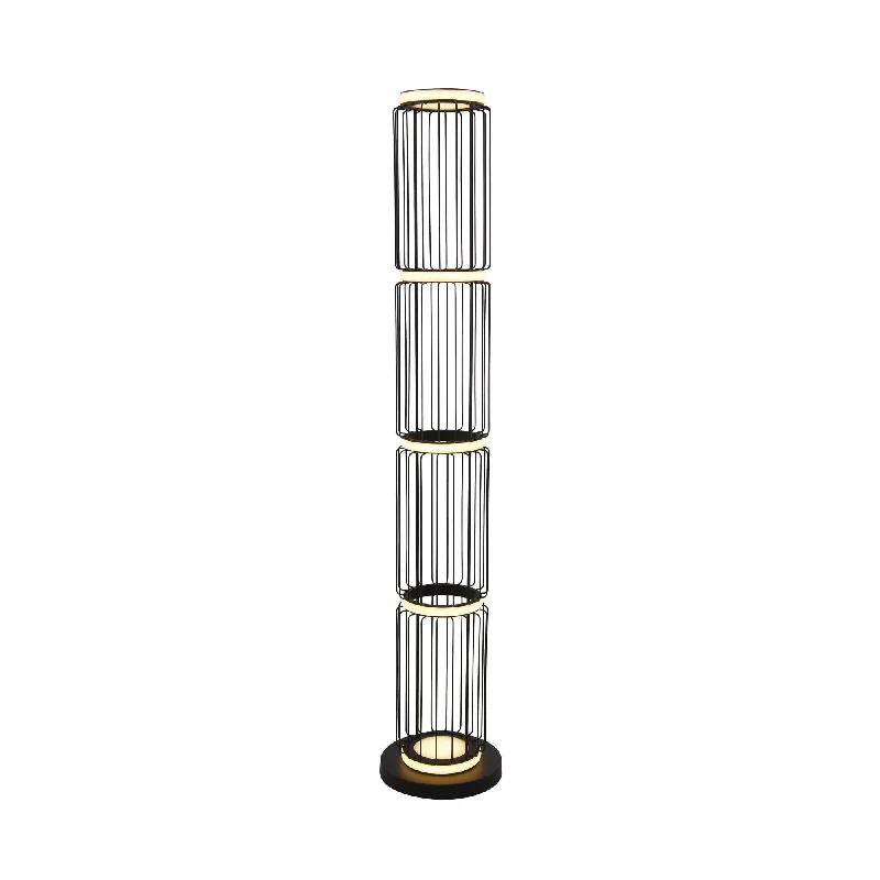 Dimmable Floor Lamp for Adjustable Lighting AmbianceSearchlight 54211-1BK Circolo Cage LED Floor Lamp Black Metal White Silicon