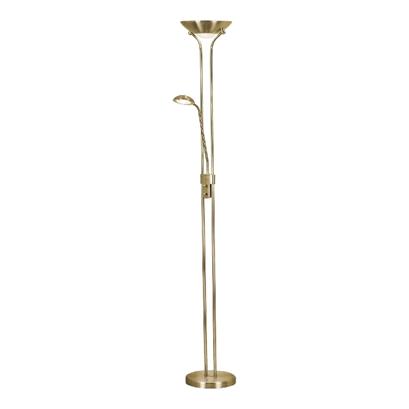 Rustic Farmhouse Style Floor Lamp for Cozy BedroomsSearchlight 5430SB Mother Child LED Dimmable Floor Lamp Satin Brass