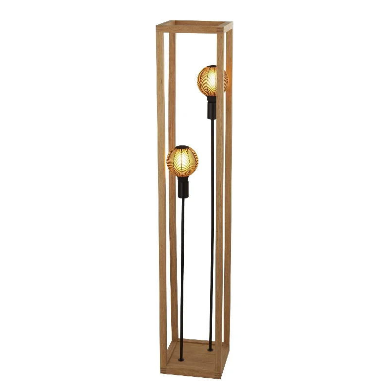 Glass Floor Lamp with Frosted Shades for Soft Diffused LightSearchlight 54742-2NA Square 2 Light Floor Lamp Natural Wood Black Metal Glass Floor Lamp with Frosted Shades for Soft Diffused LightSearchlight 54742-2NA Square 2 Light Floor Lamp Natural Wood Black Metal