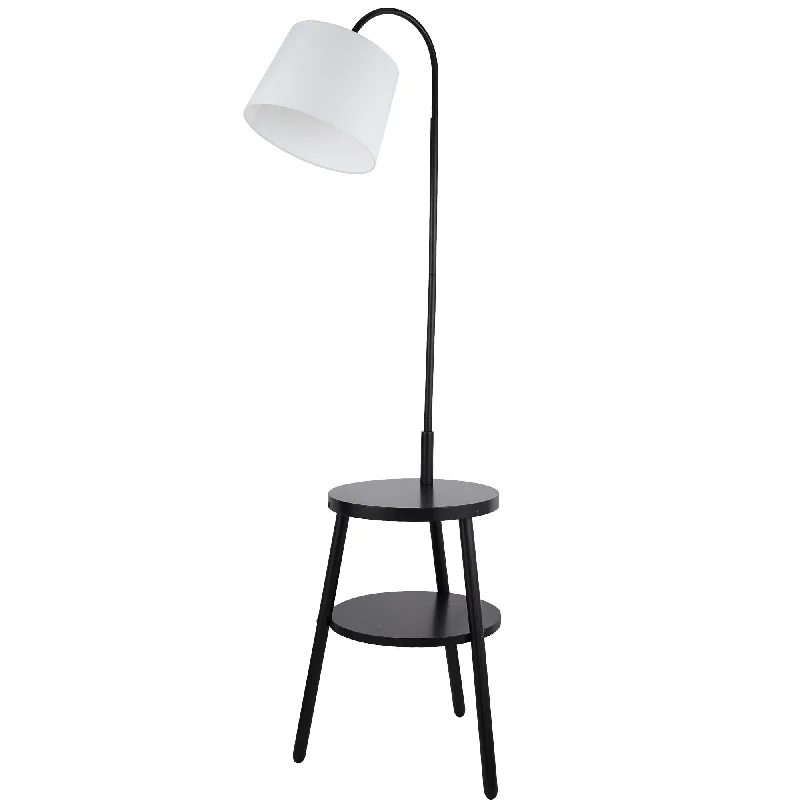 Rustic Farmhouse Style Floor Lamp for Cozy BedroomsSearchlight 74730BK Ridge Shelf Floor Lamp Black Metal Wood White Fabric Rustic Farmhouse Style Floor Lamp for Cozy BedroomsSearchlight 74730BK Ridge Shelf Floor Lamp Black Metal Wood White Fabric