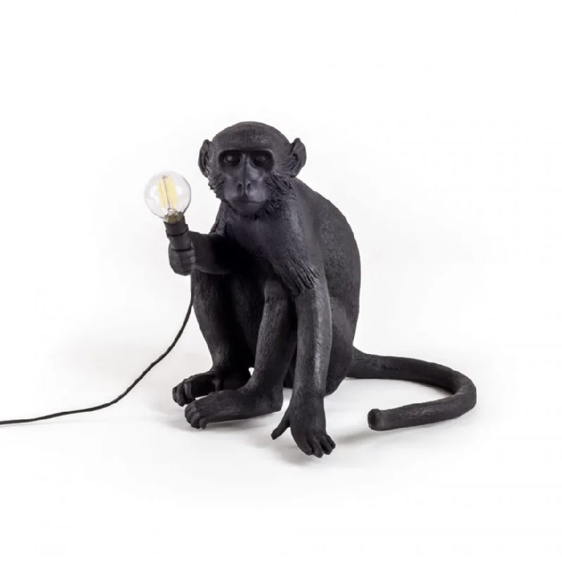 Glass Floor Lamp with Frosted Shades for Soft Diffused LightSeletti Monkey Lamp Black Sitting
