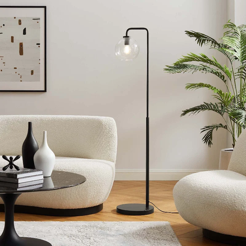 Smart Floor Lamp with Voice Control and Bluetooth ConnectivitySilo Glass Globe Glass and Metal Floor Lamp by Modway