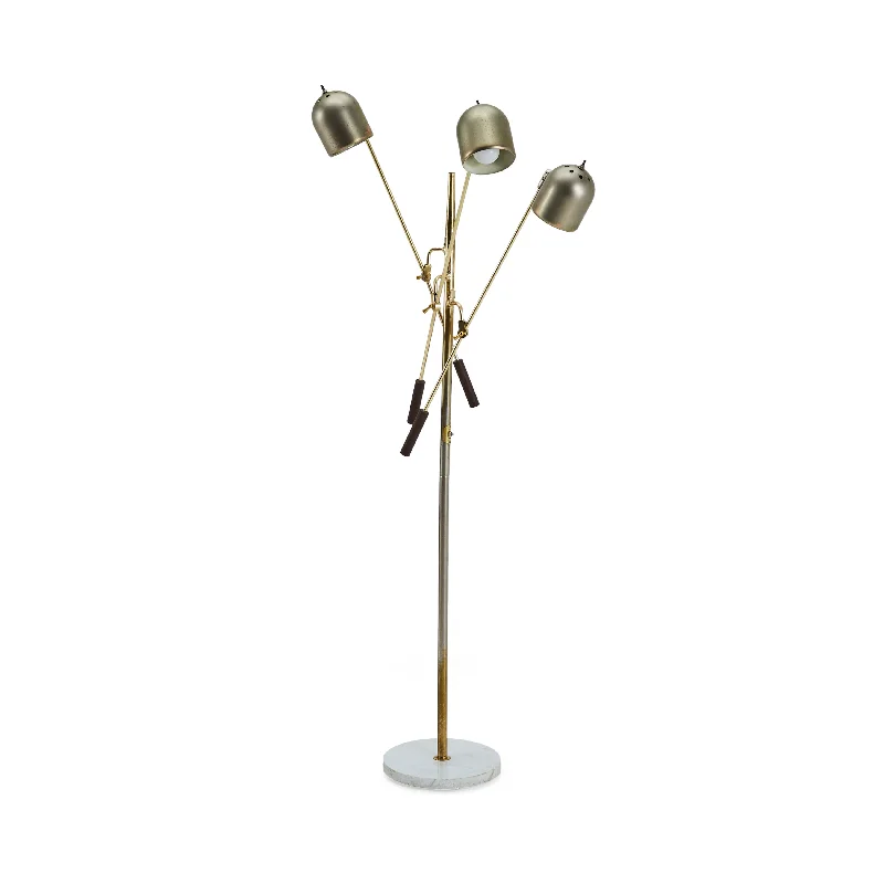 Glass Floor Lamp with Frosted Shades for Soft Diffused LightSilver & Gold Three-Armed Modern Floor Lamp Glass Floor Lamp with Frosted Shades for Soft Diffused LightSilver & Gold Three-Armed Modern Floor Lamp