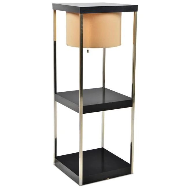 USB Charging Port Floor Lamp for Convenient Device ChargingSquare Black and Chrome Shelf with Light USB Charging Port Floor Lamp for Convenient Device ChargingSquare Black and Chrome Shelf with Light
