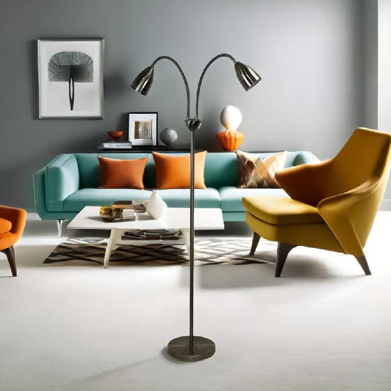 Rustic Farmhouse Style Floor Lamp for Cozy BedroomsStan Twin Floor Lamp in Antique Brass or Brushed Chrome Rustic Farmhouse Style Floor Lamp for Cozy BedroomsStan Twin Floor Lamp in Antique Brass or Brushed Chrome