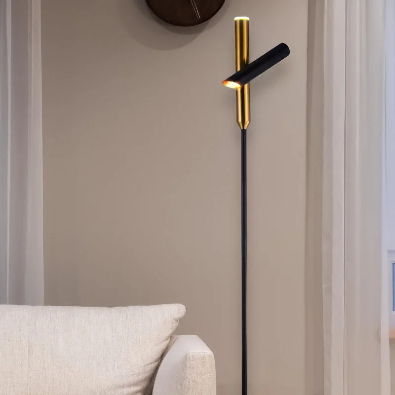 Smart Floor Lamp with Voice Control and Bluetooth ConnectivitySadie Sleek Cylindrical LED Floor Lamp - Brass and Black, 1680mm High , PL0232 Smart Floor Lamp with Voice Control and Bluetooth ConnectivitySadie Sleek Cylindrical LED Floor Lamp - Brass and Black, 1680mm High , PL0232