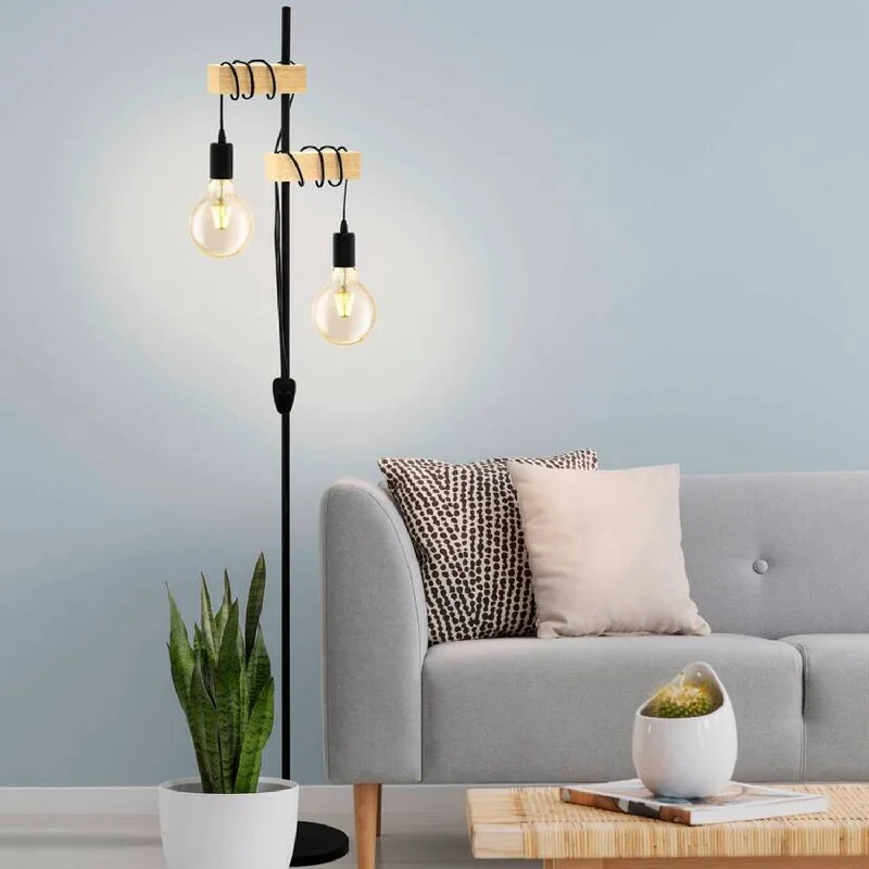 Marble Base Floor Lamp for a Touch of LuxuryTownshend Scandustrial Floor Lamp 2Lt in Black and Timber Marble Base Floor Lamp for a Touch of LuxuryTownshend Scandustrial Floor Lamp 2Lt in Black and Timber