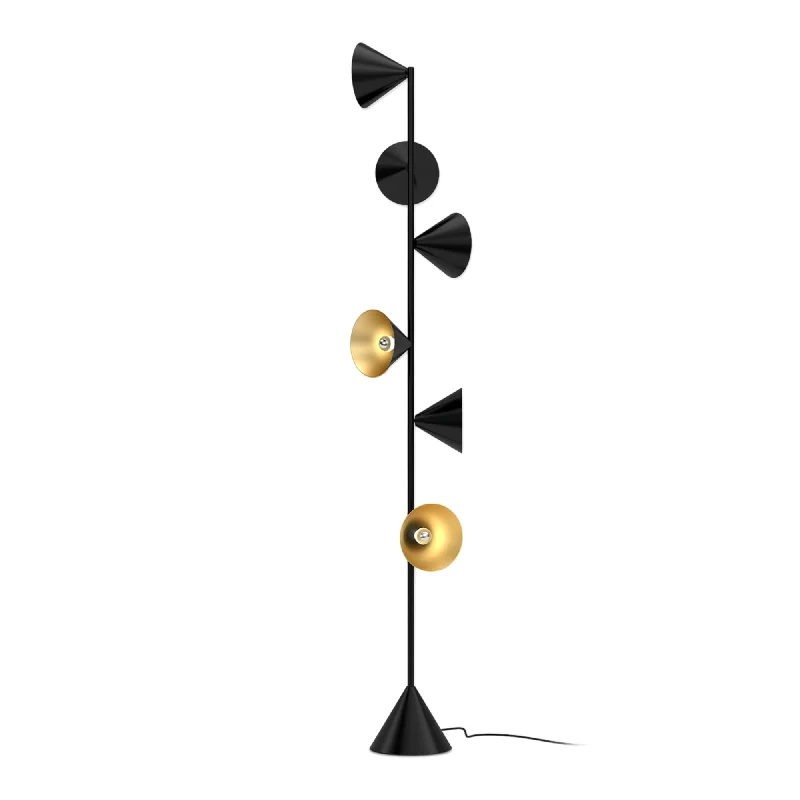 Fabric Floor Lamp with a Linen Shade for a Relaxed AestheticVertical One Floor Lamp - Black/Brass Fabric Floor Lamp with a Linen Shade for a Relaxed AestheticVertical One Floor Lamp - Black/Brass