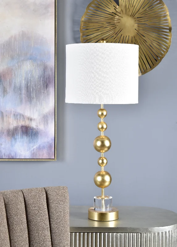 rustic farmhouse table lamps for cozy kitchens34" HT TABLE LAMP. 14"X14"X11" SHADE;Gold Foil finish with c