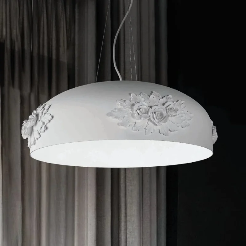 Chinese - Style Ceiling Lights with Red Lantern - Inspired Designs65cm Domed Ceiling Pendant with Rose Relief Detailing Chinese - Style Ceiling Lights with Red Lantern - Inspired Designs65cm Domed Ceiling Pendant with Rose Relief Detailing