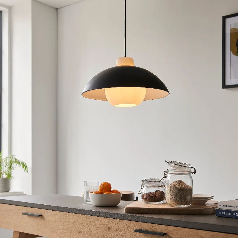 Industrial Style Ceiling Lights with Exposed Bulbs and Metal CagesAmos Haida Dome Pendant Matt Black Industrial Style Ceiling Lights with Exposed Bulbs and Metal CagesAmos Haida Dome Pendant Matt Black