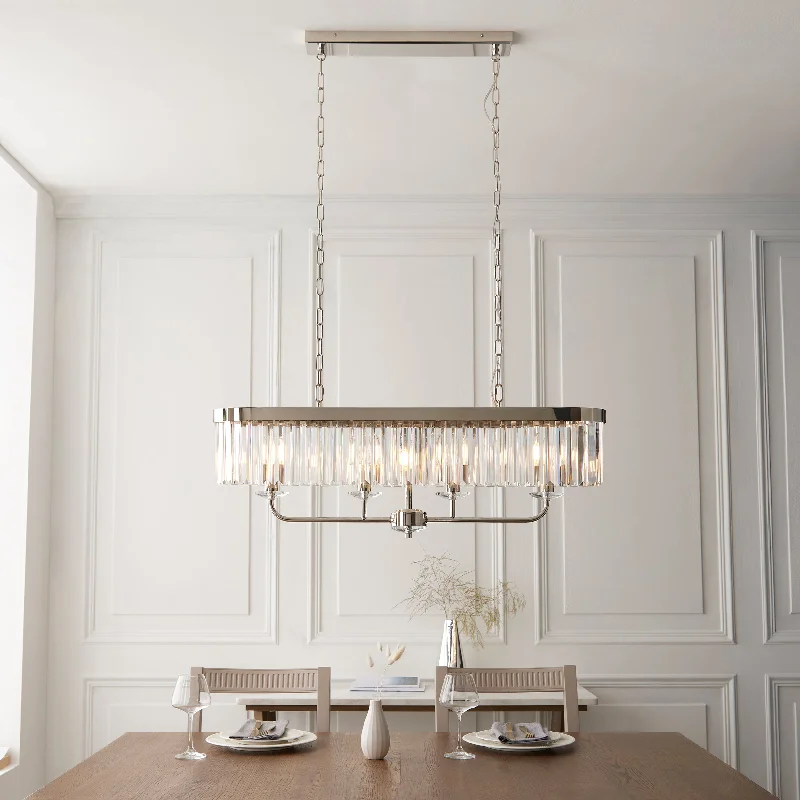 Tropical - Themed Ceiling Lights with Palm - Leaf Shapes and Rattan WrapsAmos Windsor Chandelier Bar Pendant Bright Nickel Tropical - Themed Ceiling Lights with Palm - Leaf Shapes and Rattan WrapsAmos Windsor Chandelier Bar Pendant Bright Nickel