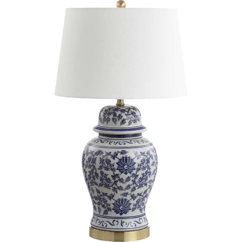 wooden table lamps with natural grain for a warm and organic feelArcher Table Lamp Blue/White (Set of 2)
