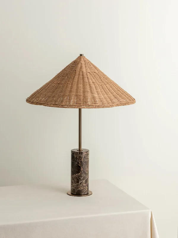 leather table lamps with a distressed texture for a rugged charmArdini - 1 light rattan and brown marble table lamp leather table lamps with a distressed texture for a rugged charmArdini - 1 light rattan and brown marble table lamp