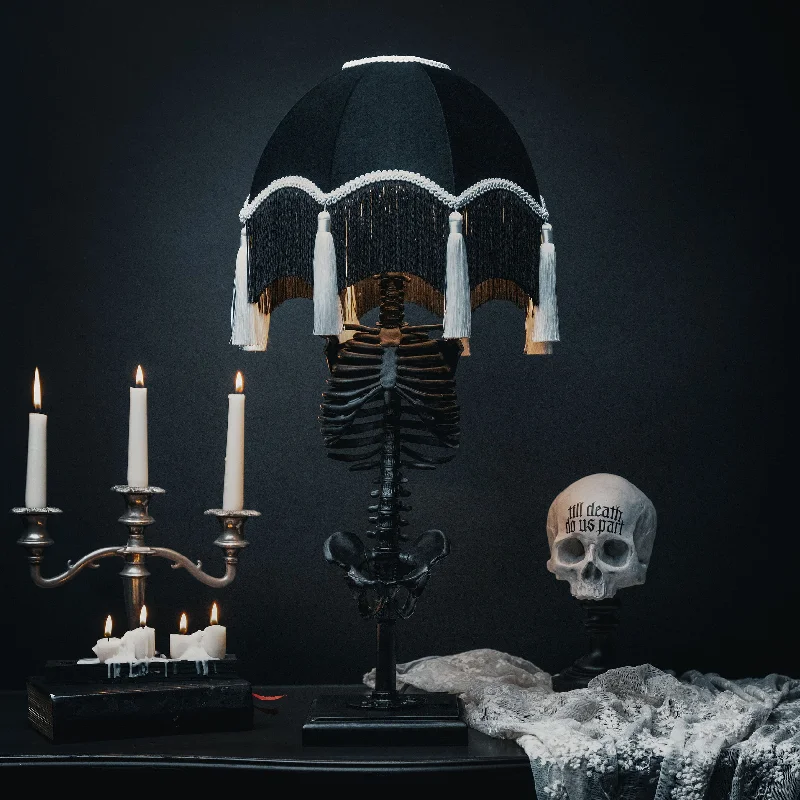fabric table lamps with a linen shade for a relaxed and breathable lookBaroque Skeleton Lamp - Cruella Edition by The Blackened Teeth