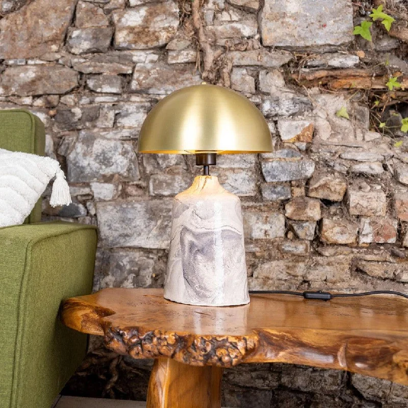 wooden table lamps with natural grain for a warm and organic feelCassia Ceramic Marbled Table Lamp with Brass Shade