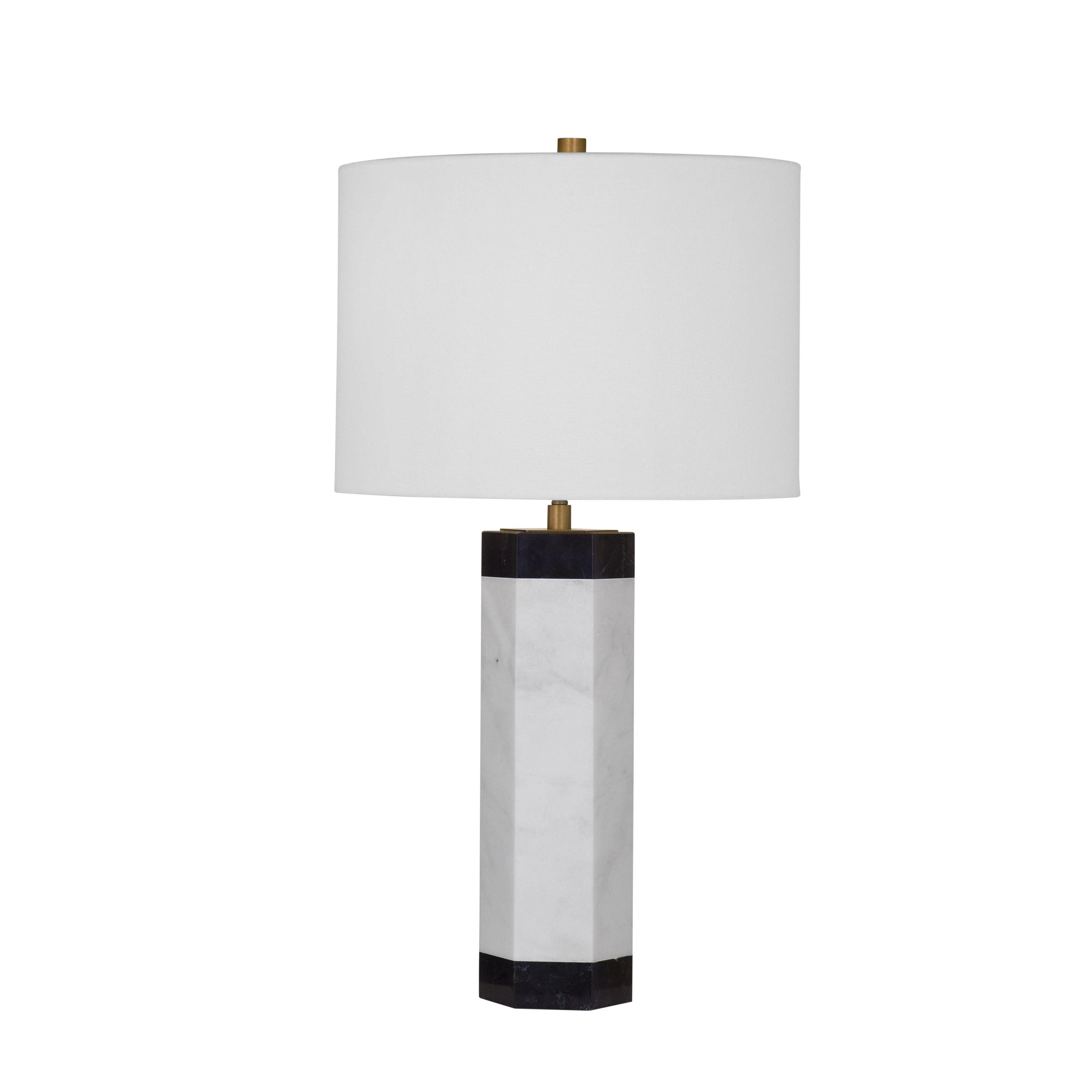 rustic farmhouse table lamps for cozy kitchensCharlie White Marble and Metal Table Lamp