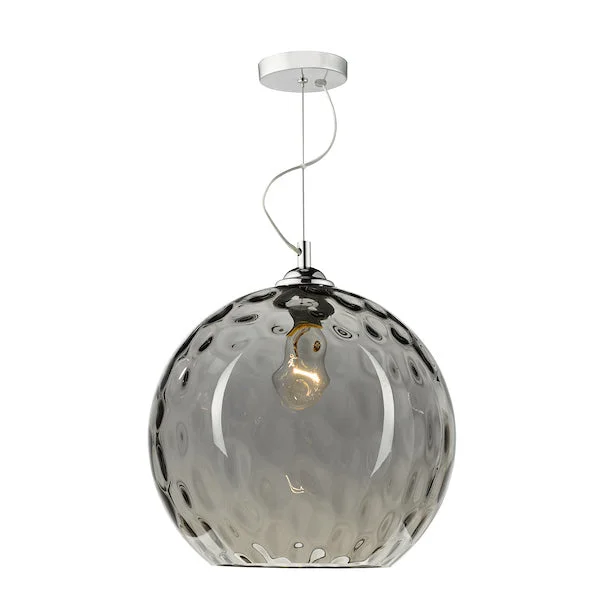 Industrial Style Ceiling Lights with Exposed Bulbs and Metal CagesDar Aulax Pendant Silver Smoked Glass with Dimple Effect Industrial Style Ceiling Lights with Exposed Bulbs and Metal CagesDar Aulax Pendant Silver Smoked Glass with Dimple Effect