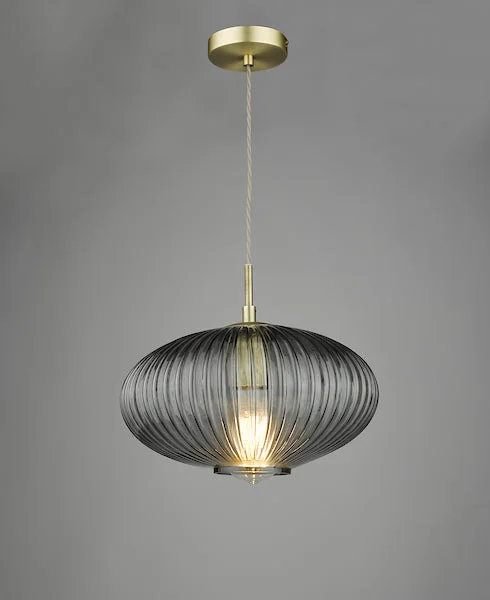 Contemporary Ceiling Lights with Unique, Abstract ShapesDar Edmond 1 Light Pendant Smoked Glass Antique Brass Detail Contemporary Ceiling Lights with Unique, Abstract ShapesDar Edmond 1 Light Pendant Smoked Glass Antique Brass Detail
