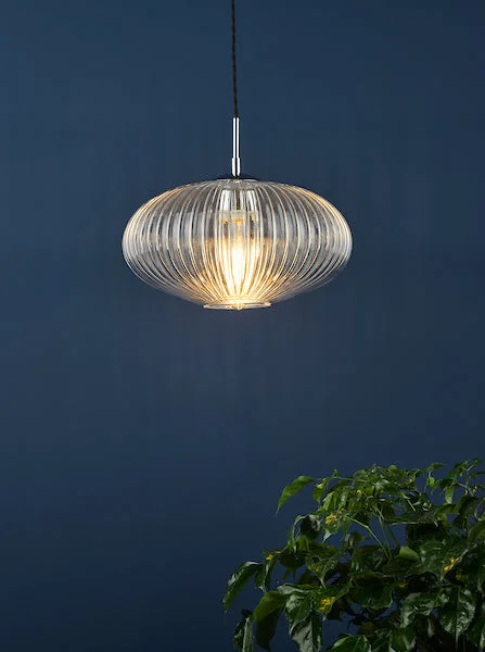 Victorian - Inspired Ceiling Lights with Ornate Crystal ChandeliersDar Edmond Single Pendant Polished Chrome Ribbed Glass Victorian - Inspired Ceiling Lights with Ornate Crystal ChandeliersDar Edmond Single Pendant Polished Chrome Ribbed Glass